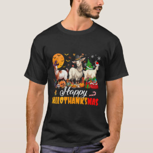Happy Hallothanksmas Goat Halloween Erntedank C T-Shirt