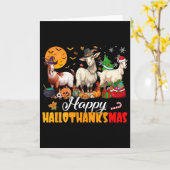 Happy Hallothanksmas Goat Halloween Thanksgiving C Karte (Gelbe Blume)