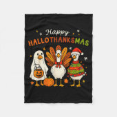 Happy Hallothanksmas Goose Halloween Thanksgiving Fleecedecke (Vorderseite)
