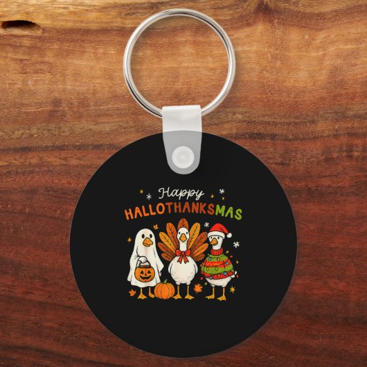 Happy Hallothanksmas Goose Halloween Thanksgiving Schlüsselanhänger (Vorderseite)