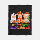 Happy Hallothanksmas Gs Halloween Thanksgiving Chr Fleecedecke (Vorderseite)