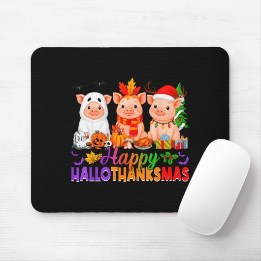 Happy Hallothanksmas Gs Halloween Thanksgiving Chr Mousepad (Mit Mouse)