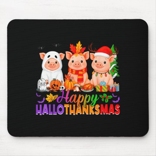 Happy Hallothanksmas Gs Halloween Thanksgiving Chr Mousepad (Vorne)