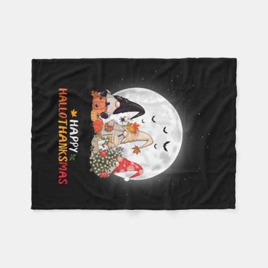 Happy Hallothanksmas Halloween Erntedank Christ Fleecedecke (Vorderseite (Horizontal))