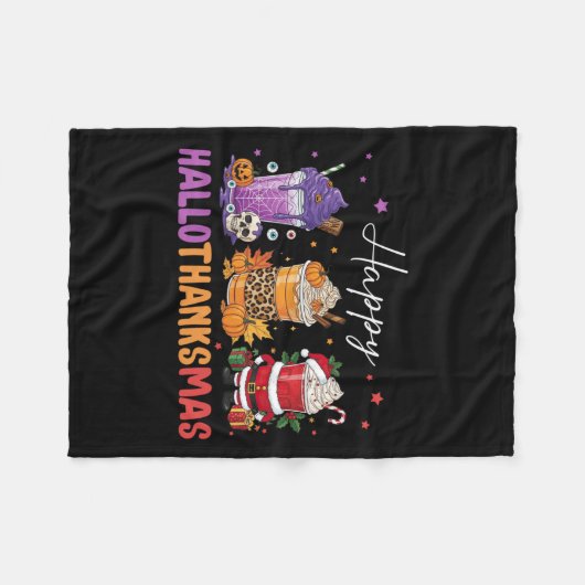 Happy Hallothanksmas Halloween Erntedank Christ Fleecedecke (Vorderseite (Horizontal))