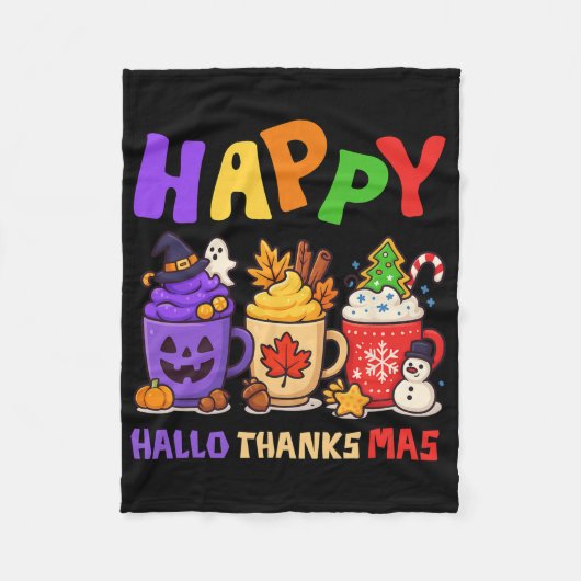 Happy Hallothanksmas Halloween Erntedank Christ Fleecedecke (Vorderseite)