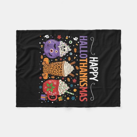 Happy Hallothanksmas Halloween Erntedank Christ Fleecedecke (Vorderseite (Horizontal))