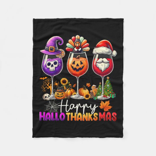 Happy Hallothanksmas Halloween Erntedank Christ Fleecedecke (Vorderseite)