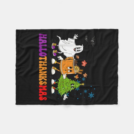Happy Hallothanksmas Halloween Erntedank Christ Fleecedecke (Vorderseite (Horizontal))