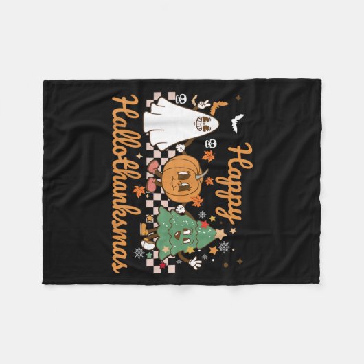 Happy Hallothanksmas Halloween Erntedank Christ Fleecedecke (Vorderseite (Horizontal))