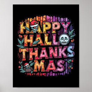 Happy Hallothanksmas Halloween Erntedank Christ Poster