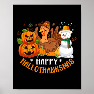 Happy Hallothanksmas Halloween Erntedank Christ Poster