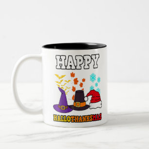 Happy Hallothanksmas Halloween Erntedank Christ Zweifarbige Tasse