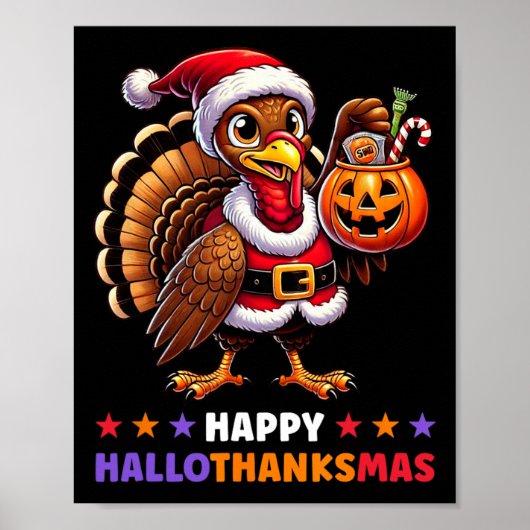 Happy Hallothanksmas Halloween Erntedank Xmas F Poster (Vorne)