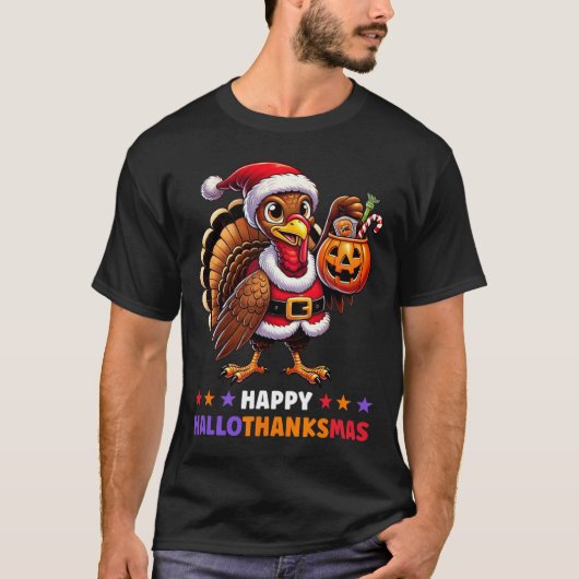 Happy Hallothanksmas Halloween Erntedank Xmas F T-Shirt (Vorderseite)