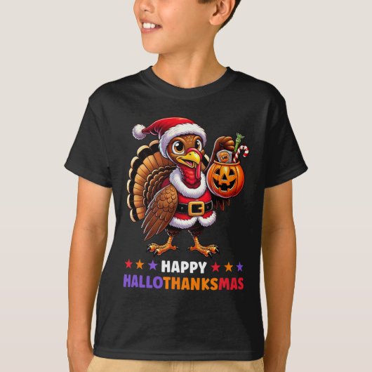 Happy Hallothanksmas Halloween Erntedank Xmas F T-Shirt (Vorderseite)