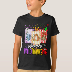 Happy Hallothanksmas Halloween Ghost Pumpkin Xmas T-Shirt