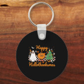 Happy Hallothanksmas Halloween Thanksgiving Christ Schlüsselanhänger (Vorderseite)