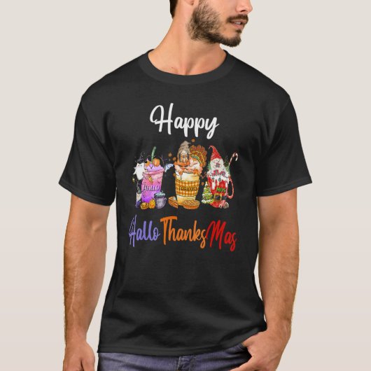 Happy Hallothanksmas Halloween Thanksgiving Christ T-Shirt (Vorderseite)