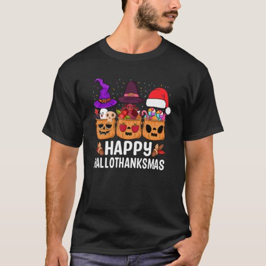 Happy Hallothanksmas Halloween Thanksgiving Christ T-Shirt (Vorderseite)