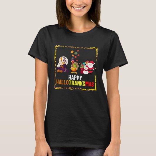 Happy Hallothanksmas Halloween Thanksgiving Christ T-Shirt (Vorderseite)