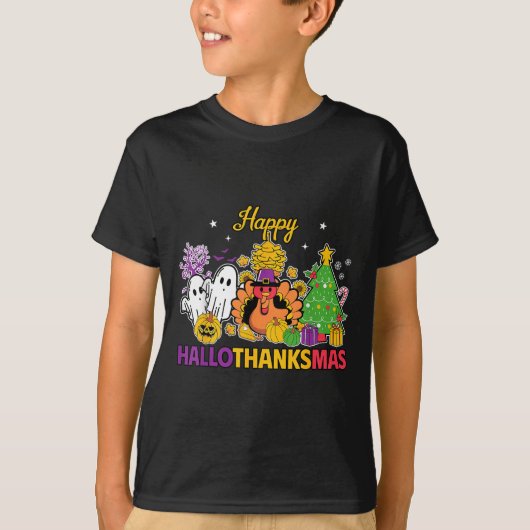 Happy Hallothanksmas Halloween Thanksgiving Christ T-Shirt (Vorderseite)