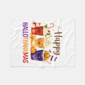 Happy Hallothanksmas Halloween Thanksgiving Xmas O Fleecedecke (Vorderseite (Horizontal))
