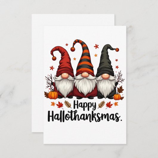Happy Hallothanksmas Halloween Xmas Gnomes Dankeskarte (Vorne/Hinten)