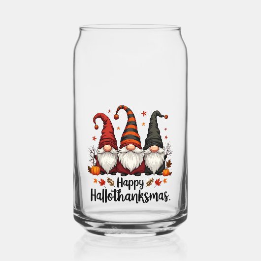 Happy Hallothanksmas Halloween Xmas Gnomes Dosenglas (Vorderseite)