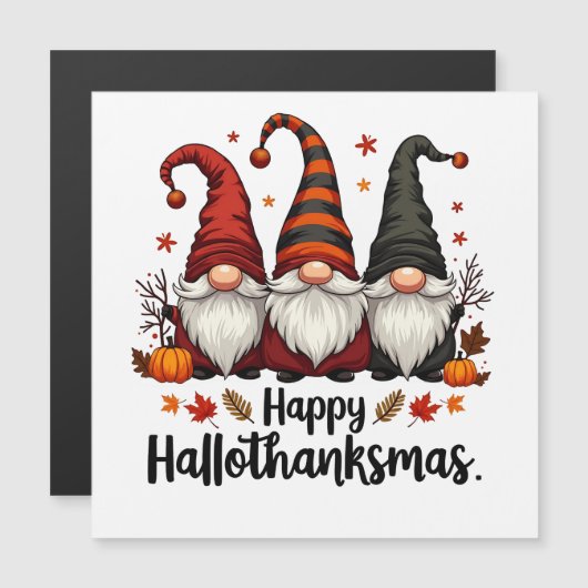 Happy Hallothanksmas Halloween Xmas Gnomes Magnetkarte (Vorne/Hinten)