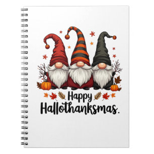 Happy Hallothanksmas Halloween Xmas Gnomes Notizblock