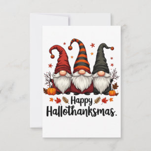 Happy Hallothanksmas Halloween Xmas Gnomes RSVP Karte