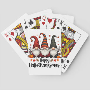 Happy Hallothanksmas Halloween Xmas Gnomes Spielkarten