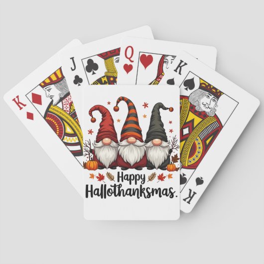 Happy Hallothanksmas Halloween Xmas Gnomes Spielkarten (Rückseite)