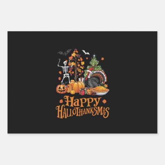 Happy Hallothanksmas Happy Halloween Erntedank Geschenkpapier Set (Vorderseite)