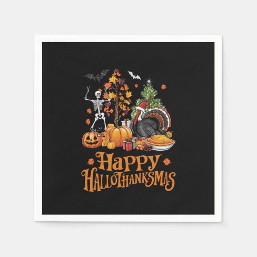Happy Hallothanksmas Happy Halloween Erntedank Serviette (Vorderseite)