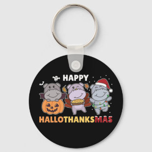 Happy Hallothanksmas Hippos Christmas Hippo Keycha Schlüsselanhänger
