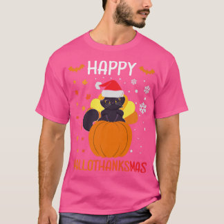 Happy Hallothanksmas Holiday Domestic Cat Owner Fe T-Shirt