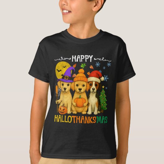 Happy Hallothanksmas Hund Liebhaber Funny Holiday T-Shirt (Vorderseite)