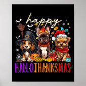 Happy Hallothanksmas Hunde Halloween Erntedank C Poster (Vorne)