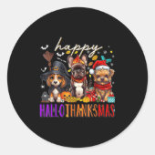 Happy Hallothanksmas Hunde Halloween Erntedank C Runder Aufkleber (Vorderseite)