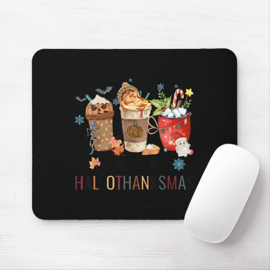 Happy Hallothanksmas-Kaffeehauskaffee Halloween-Er Mousepad (Mit Mouse)