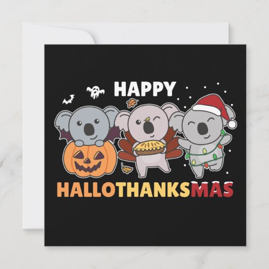 Happy Hallothanksmas Koalas Christmas Koala Invita Einladung (Vorderseite)