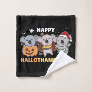 Happy Hallothanksmas Koalas Christmas Koala Wash C Waschlappen