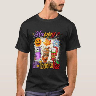 Happy Hallothanksmas Latte Halloween Erntedank T-Shirt
