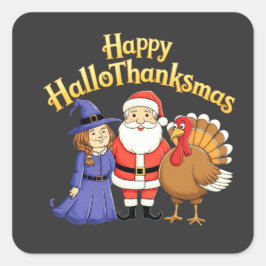 Happy HalloThanksmas liebt Design- Perfekter Hallo Quadratischer Aufkleber