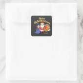 Happy HalloThanksmas liebt Design- Perfekter Hallo Quadratischer Aufkleber (Tasche)