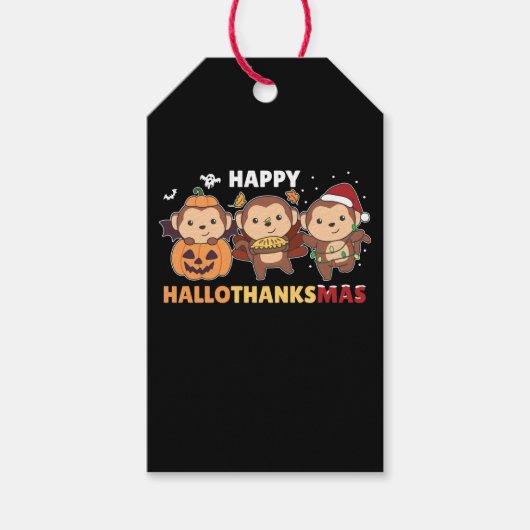 Happy Hallothanksmas Monkey Christmas Monkeys Geschenkanhänger (Vorderseite)