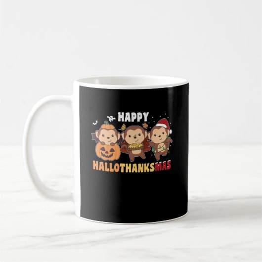 Happy Hallothanksmas Monkey Christmas Monkeys Kaffeetasse (Links)