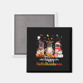 Happy Hallothanksmas Mops Hund Halloween Magnet (Vorderseite/Rückseite)